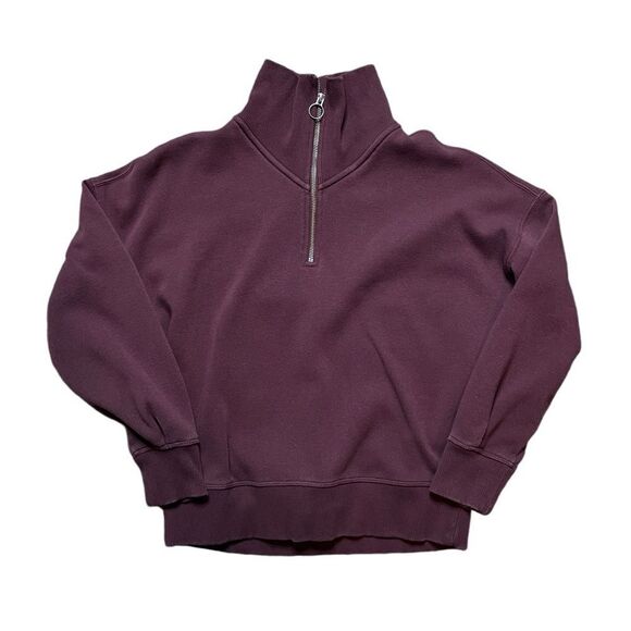 ATHLETA Cozy Karma 1/4 Zip Sweatshirt Burgundy Size XS - Picture 2 of 6